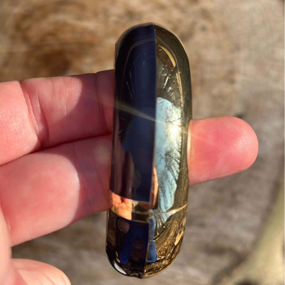 Gorgeous classic navy and gold cuff bracelet with hinged opening - Picture 2 of 9